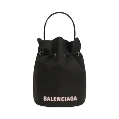BALENCIAGA Women's Wheel XS Drawstring Bucket Bag "Black"