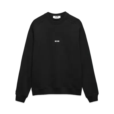 MSGM Cotton Sweatshirt With White Micro Logo Print "Black"