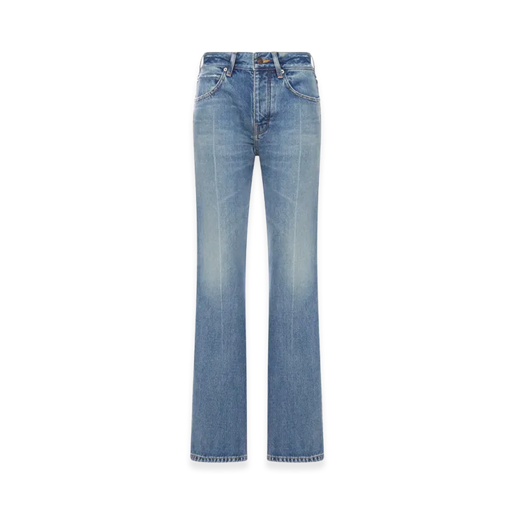 BALENCIAGA Women's Medium Wash Denim Flare Jeans "Blue"