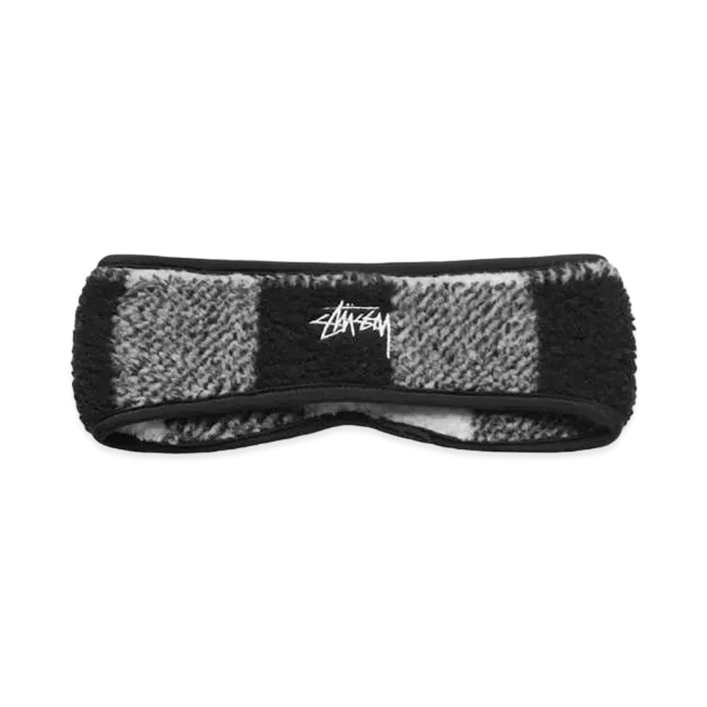 Stussy PLAID POLAR FLEECE HEADBAND "Black"