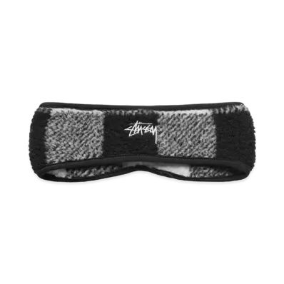 Stussy PLAID POLAR FLEECE HEADBAND "Black"