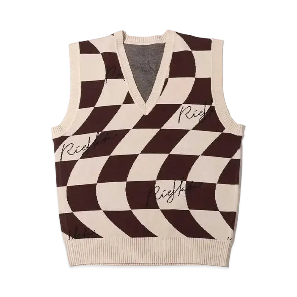 atmos pink x Riehata Block Check Vest "Beige"