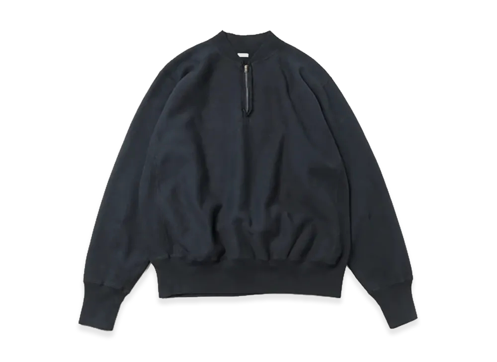 A.PRESSE Vintage Half Zip Rib Collar Sweatshirt "Black"