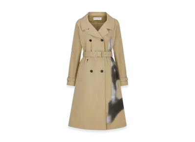 Dior Women's Trench Coat Gabardine Eiffel Tower Motif "Beige/Black"