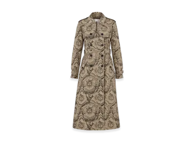 Dior Women's Trench Coat Gabardine Toile Soleil Motif "Beige/Black"