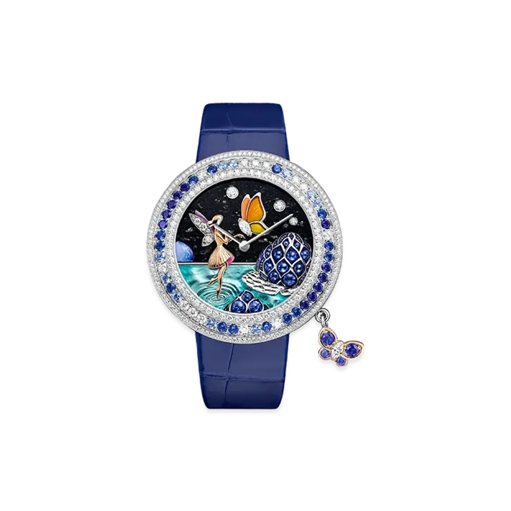 Van Cleef & Arpels Charms Papillon Feerique watch "18K White gold/Aventurine/Sapphire/Diamond/Mother-of-pearl"