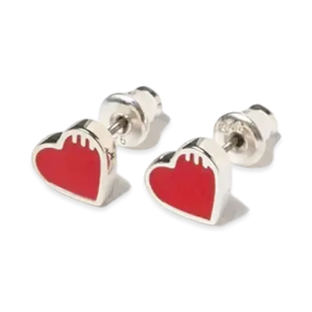 HUMAN MADE Heart Silver Earring "Red"