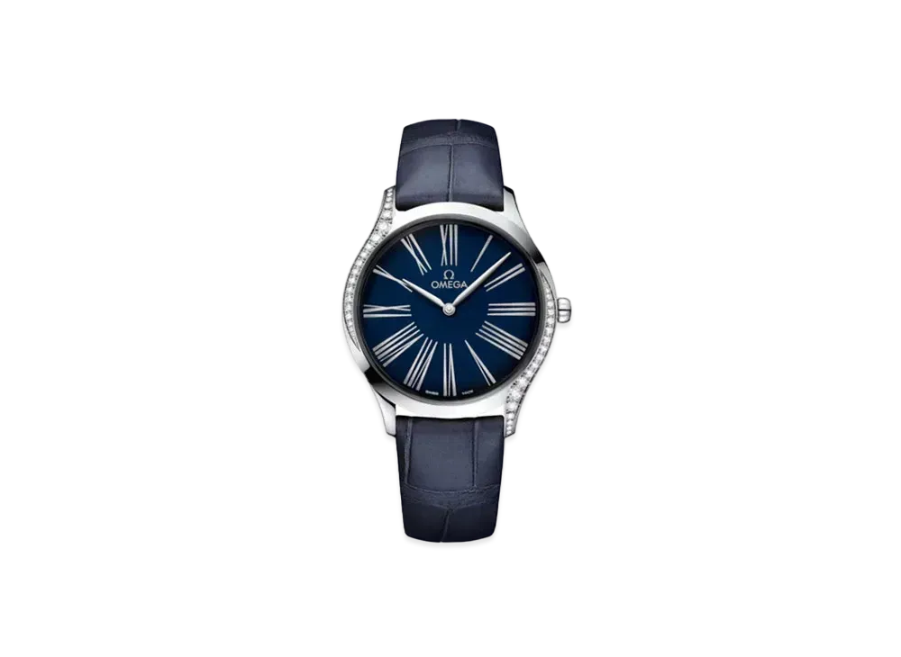 OMEGA De Ville Tresor Diamonds Leather Strap 36MM "Stainless Steel/Blue" 428.18.36.60.03.001