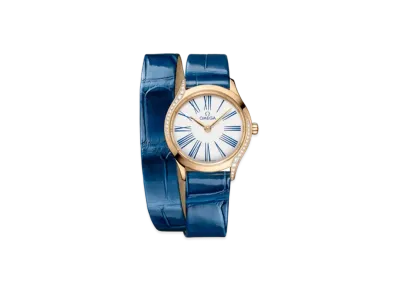 OMEGA De Ville Mini Tresor Diamonds Alligator Leather Double Strap 26MM "Moonshine Gold/White/Blue" 428.58.26.60.04.002