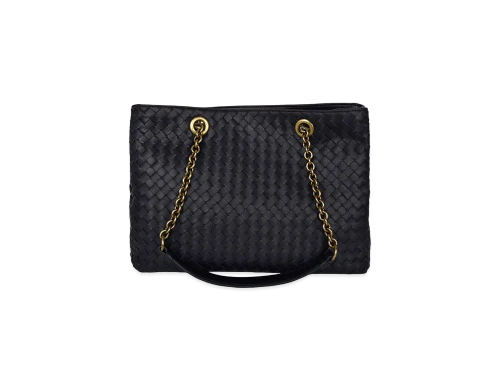 Bottega Veneta Lambskin Hand Bag "Dark Blue"