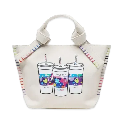 A BATHING APE Bapy Stitch Canvas Tote "Ivory"