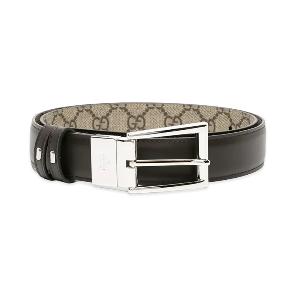 GUCCI Rectangular Buckle Reversible Belt "Brown"