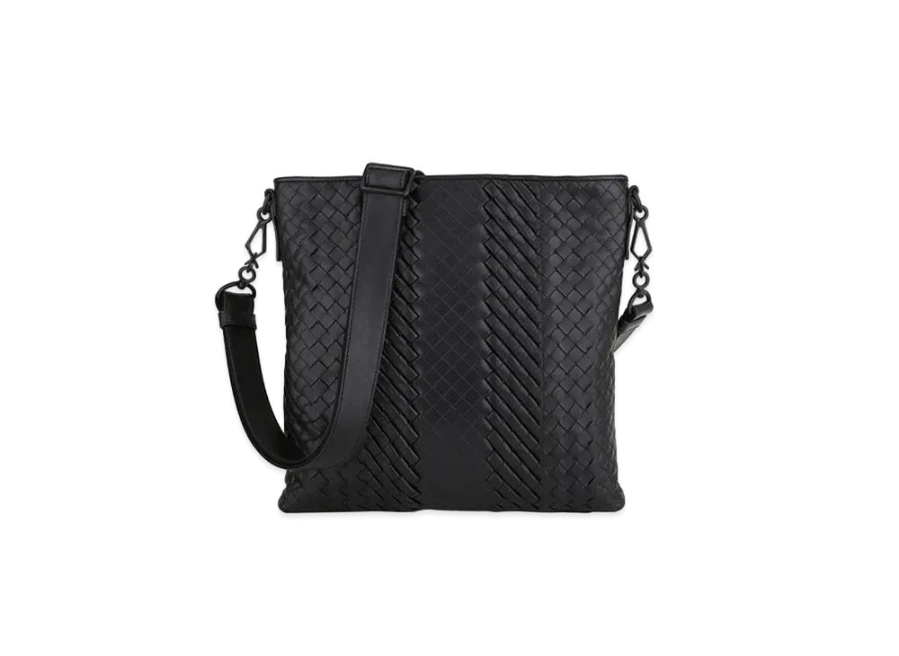Bottega Veneta Woven Messenger Bag "Black"
