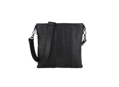 Bottega Veneta Woven Messenger Bag "Black"