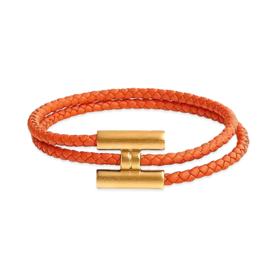 Hermes Tournis Tresse Bracelet "Orange/Gold"