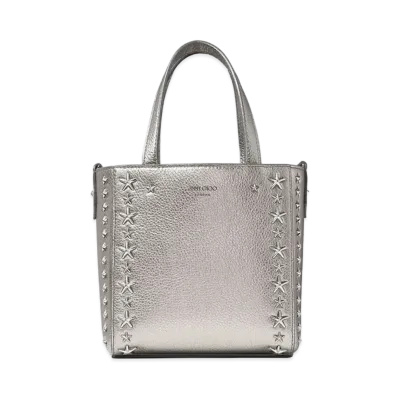 Jimmy Choo Mini Pegasi Soft Grainy Calf Leather Mini Handbag With Star Studs "Dark Silver/Gunmetal"