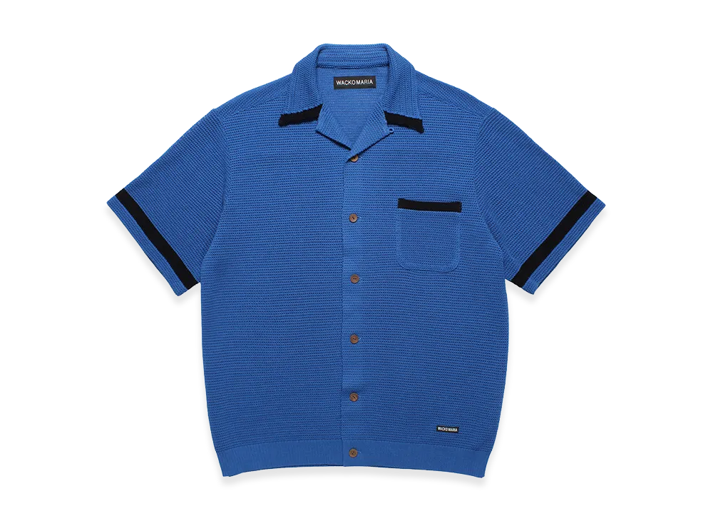 WACKO MARIA Knit Open Collar Shirt "Blue"