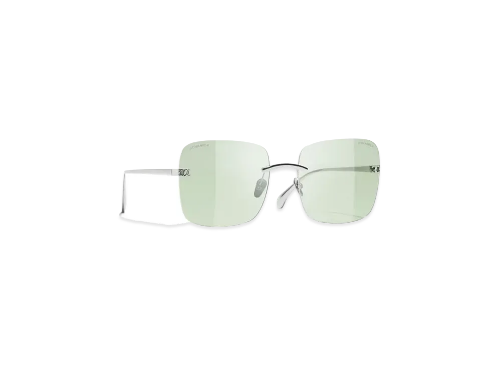 CHANEL Square Blue Light Glasses Titanium "Silver"