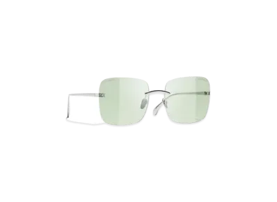 CHANEL Square Blue Light Glasses Titanium "Silver"