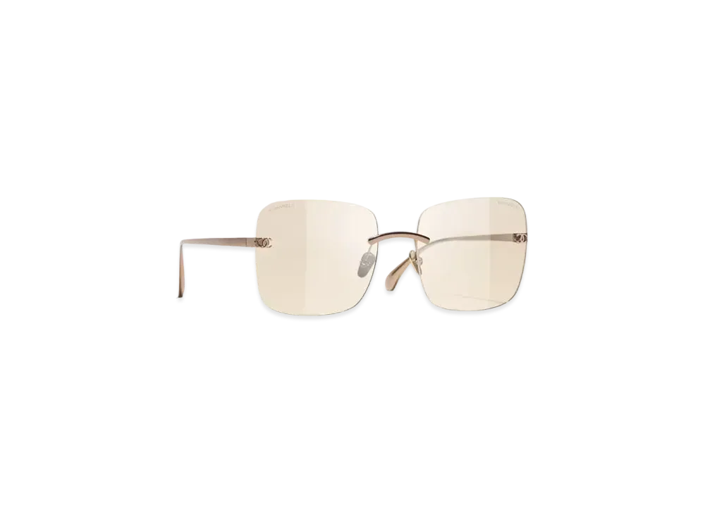 CHANEL Square Blue Light Glasses Titanium "Pink/Gold"
