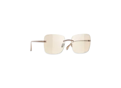 CHANEL Square Blue Light Glasses Titanium "Pink/Gold"