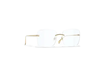 CHANEL Square Blue Light Glasses Titanium "Light Gold"