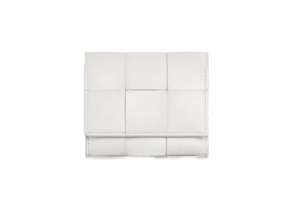 Bottega Veneta Trifold Zip Wallet "Chalk"