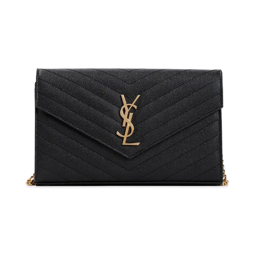Saint Laurent Women's "Cassandre" Wallet On Chain "Black"