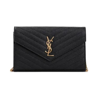 Saint Laurent Women's "Cassandre" Wallet On Chain "Black"