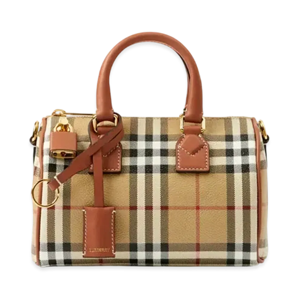 Burberry Mini Check Bowling Bag "Archive Beige/Briar Brown"