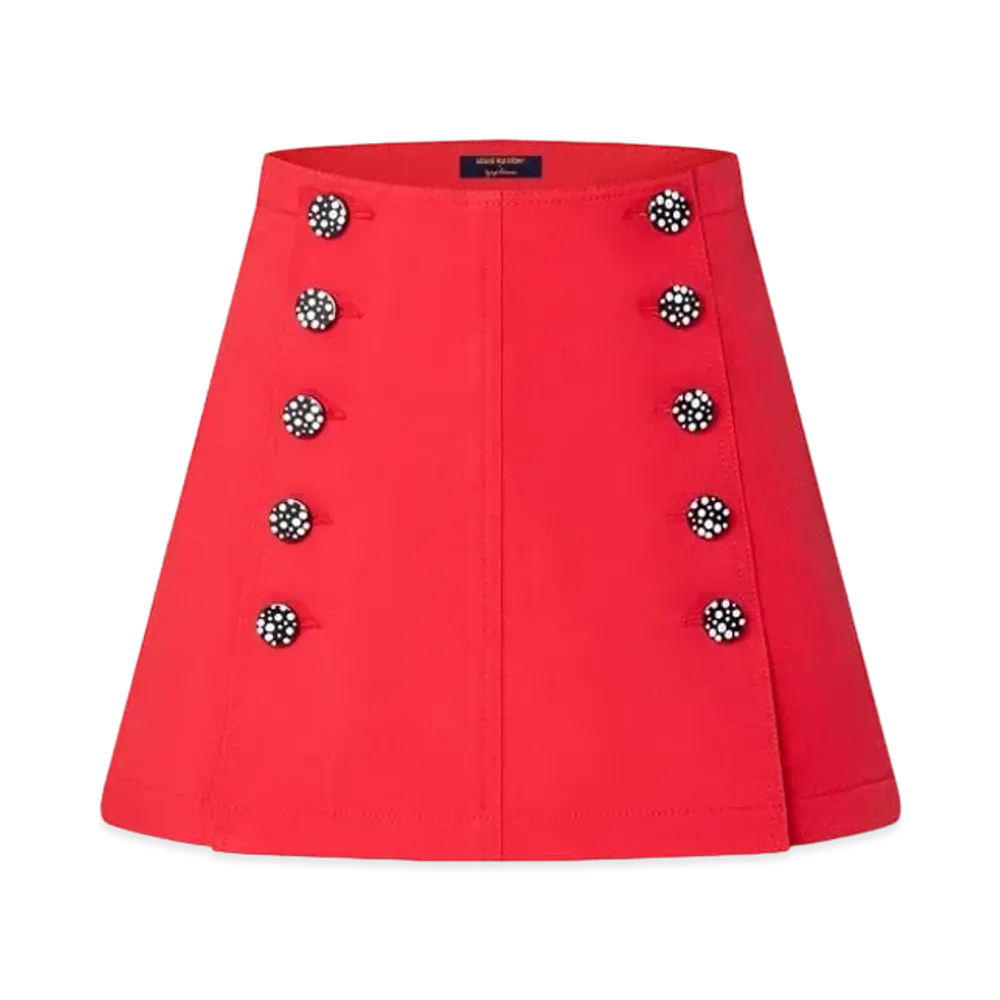 Louis Vuitton x Yayoi Kusama Technical Gabardine Mini Skirt "Rouge Vif"