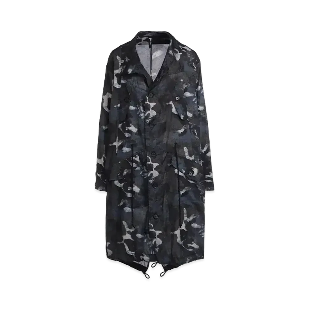 Ground Y Camouflage Pattern Viyella Puckering Mods Coat "Blue"