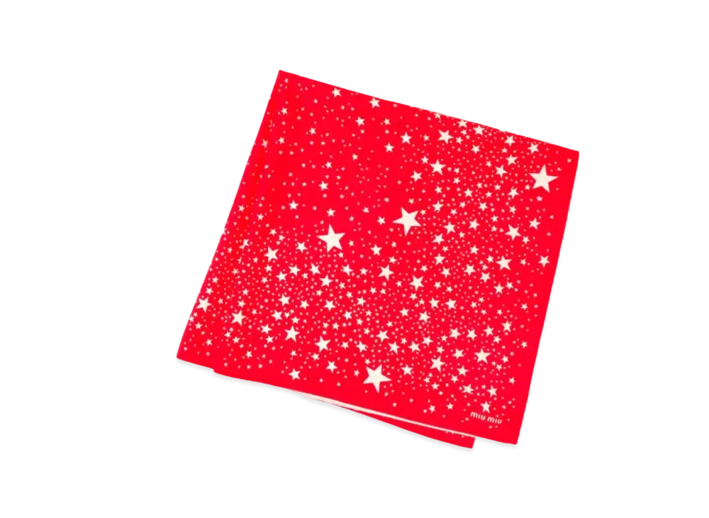 MIU MIU Printed Silk Scarf "Red"