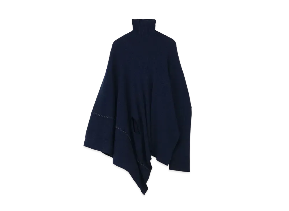 Yohji Yamamoto Y's MIX UP HAND STITCH PONCHO "Navy"