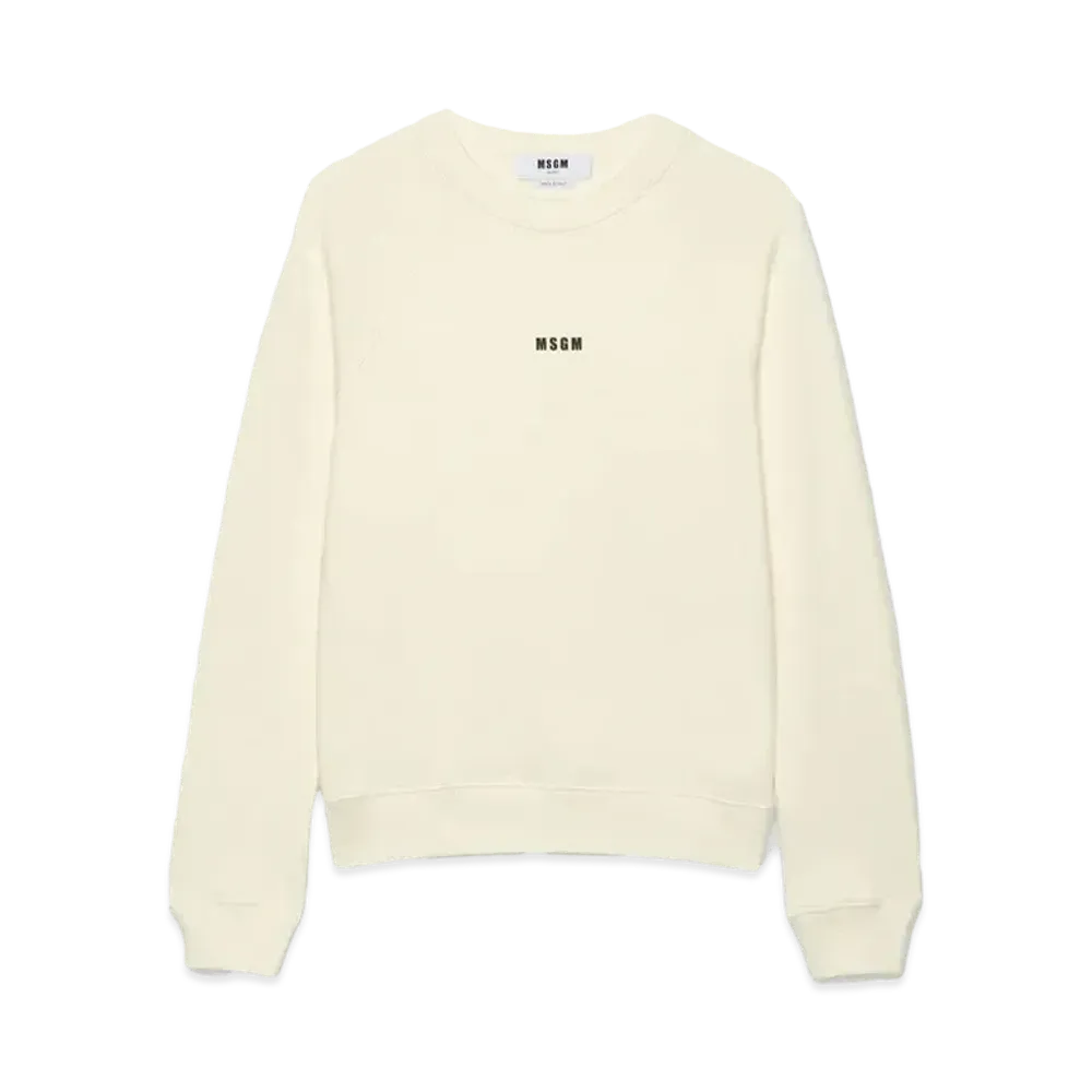 MSGM Cream Jersey Sweatshirt With Micro Logo "White"