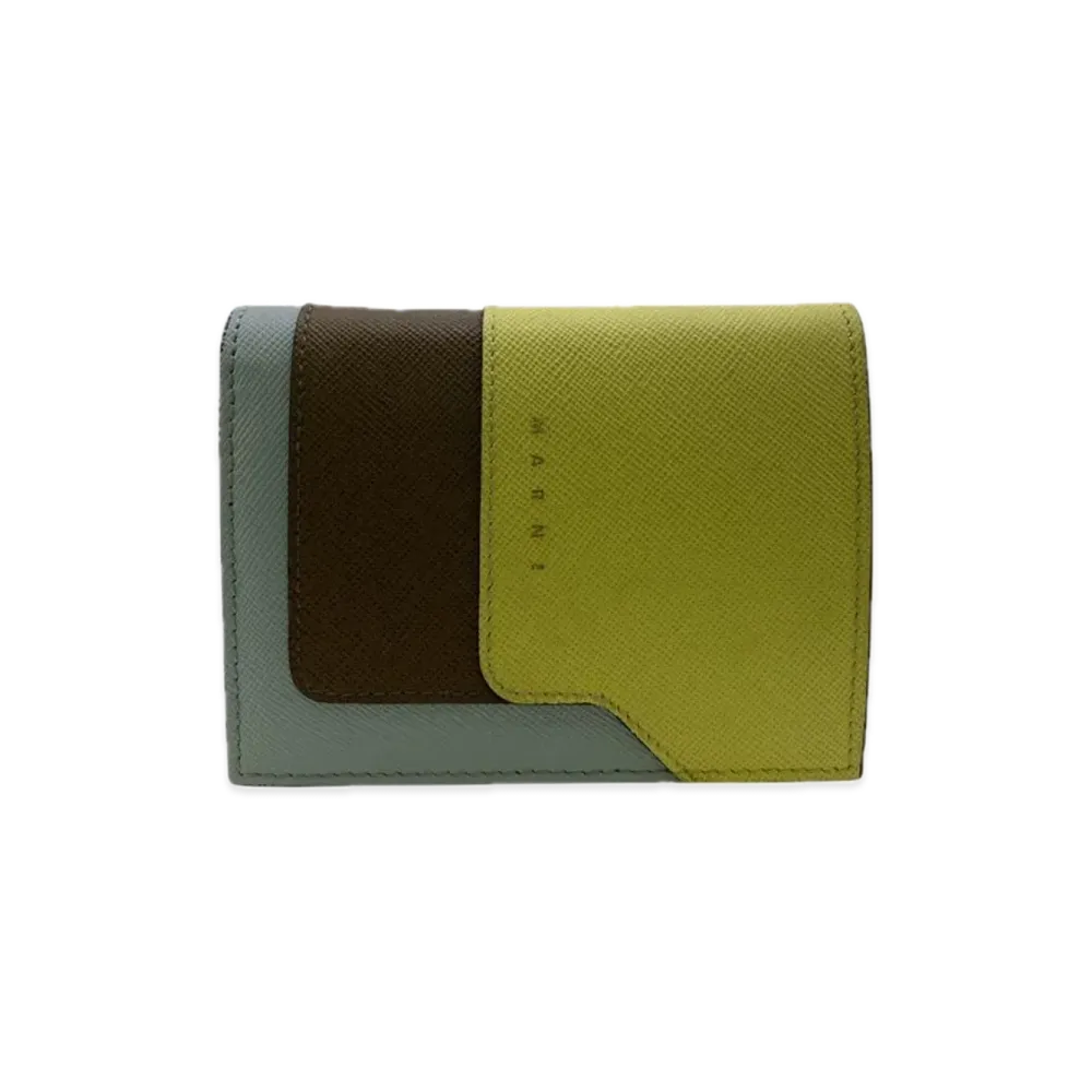 MARNI Saffiano Leather Bi-Fold Wallet "Brick/Talc" "Yellow/Brown"