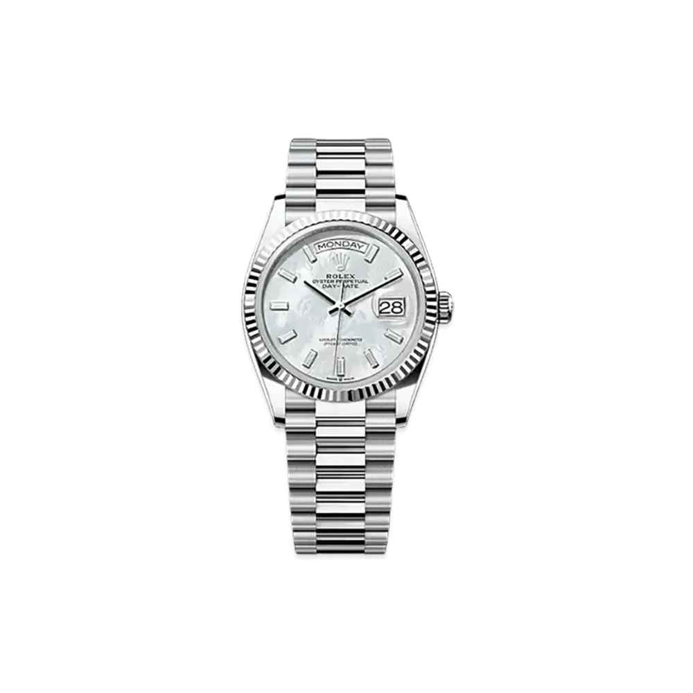 ROLEX Day-Date 36mm Platinum 128236 "White Mother-of-Pearl"