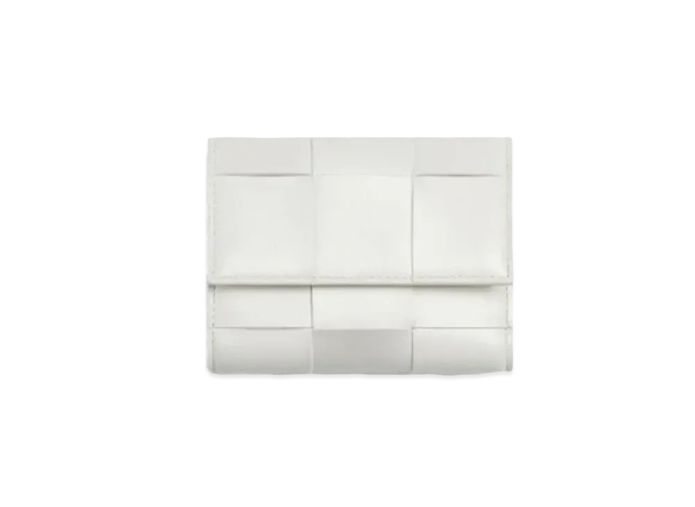 Bottega Veneta Trifold Zip Wallet "Chalk"
