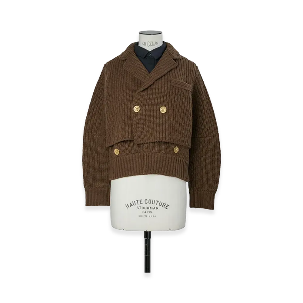 sacai Women's Wool Knit x Suiting Jacket "Brown/Navy"