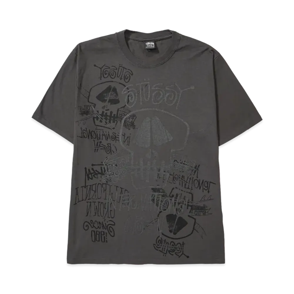 Stussy Skulls Tee Pigment Dyed "Faded Black"
