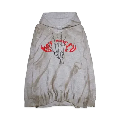 DAT ROLLY Embroidery skeleton hand hoodie "GREY"