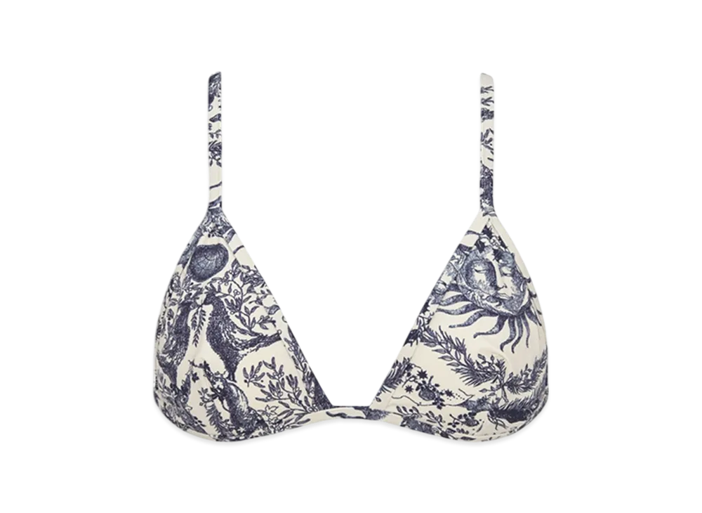 Dior Women's Bikini Top Toile Soleil Motif "White/Navy Blue"