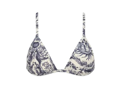 Dior Women's Bikini Top Toile Soleil Motif "White/Navy Blue"