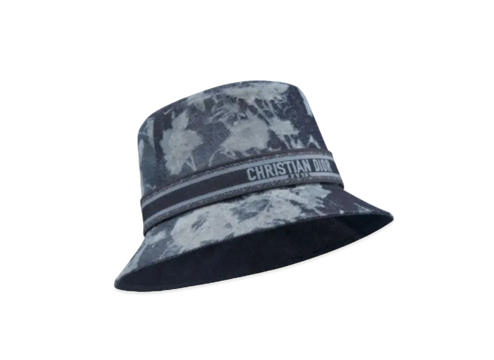 Dior D-Bobby Fleurs Mystiques Small Brim Bucket Hat Cotton Denim "Deep Blue"