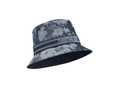 Dior D-Bobby Fleurs Mystiques Small Brim Bucket Hat Cotton Denim "Deep Blue"