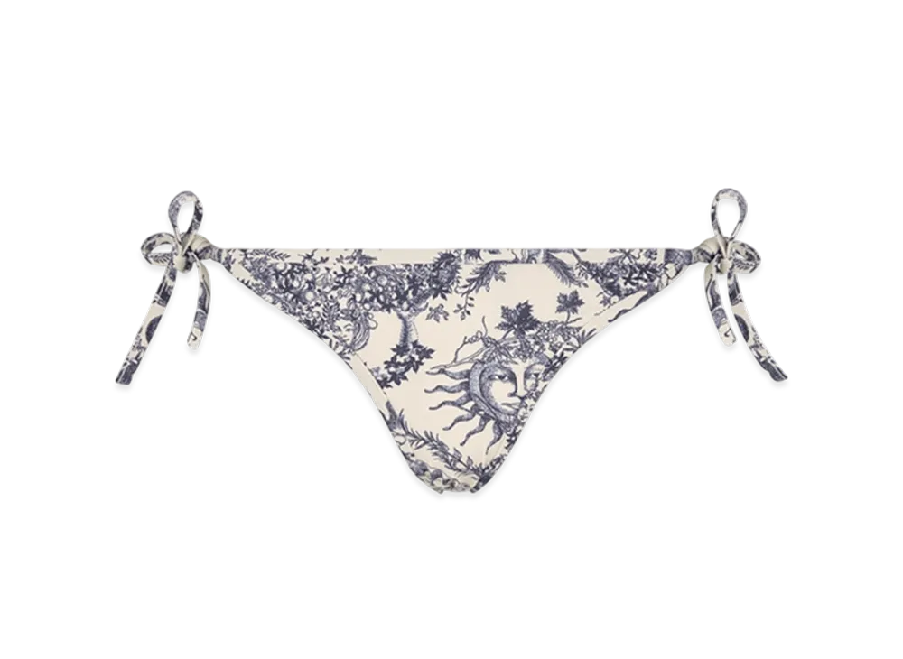 Dior Women's Bikini Bottom Toile Soleil Motif "White/Navy Blue"