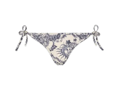 Dior Women's Bikini Bottom Toile Soleil Motif "White/Navy Blue"