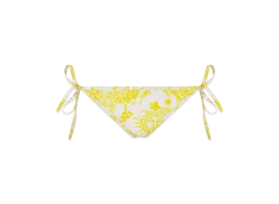 Dior Women's Technical Fabric with Toile De Jouy Soleil Motif Dioriviera Bikini Bottom "White/Lemon"