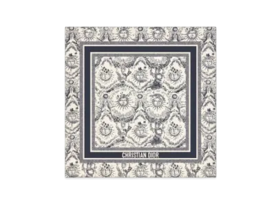 Dior Toile de Jouy Soleil 90 Square Scarf Silk Twill "White/Navy Blue"