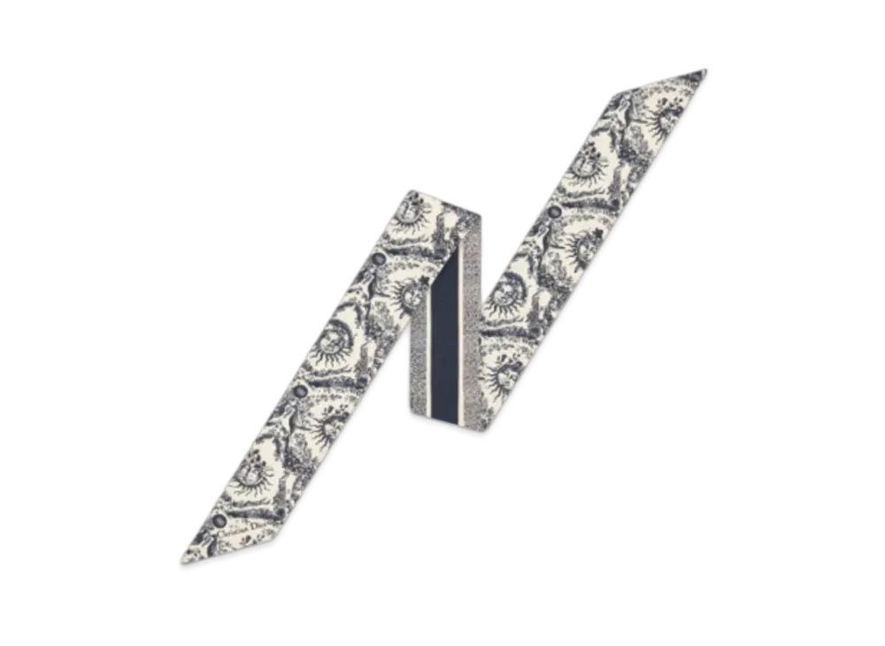 Dior Toile de Jouy Soleil Mitzah Scarf Silk Twill "White/Navy Blue"